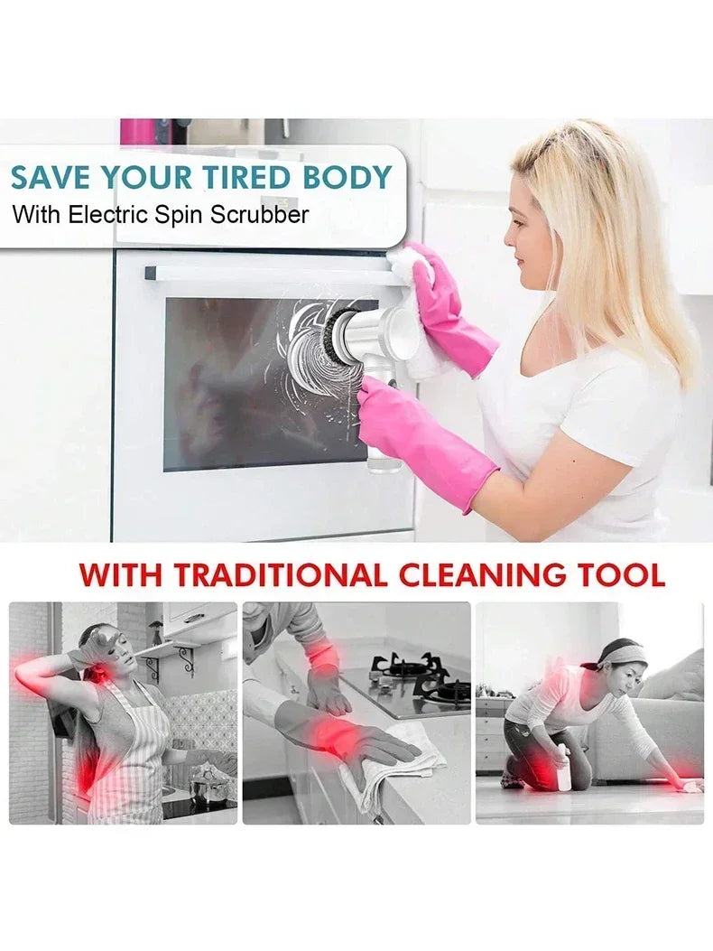 5-in-1 Electric Spin Scrubber Brush for Bathroom Tile Bathtub Sink, Power Scrubber with 5 Replaceable Brush Heads