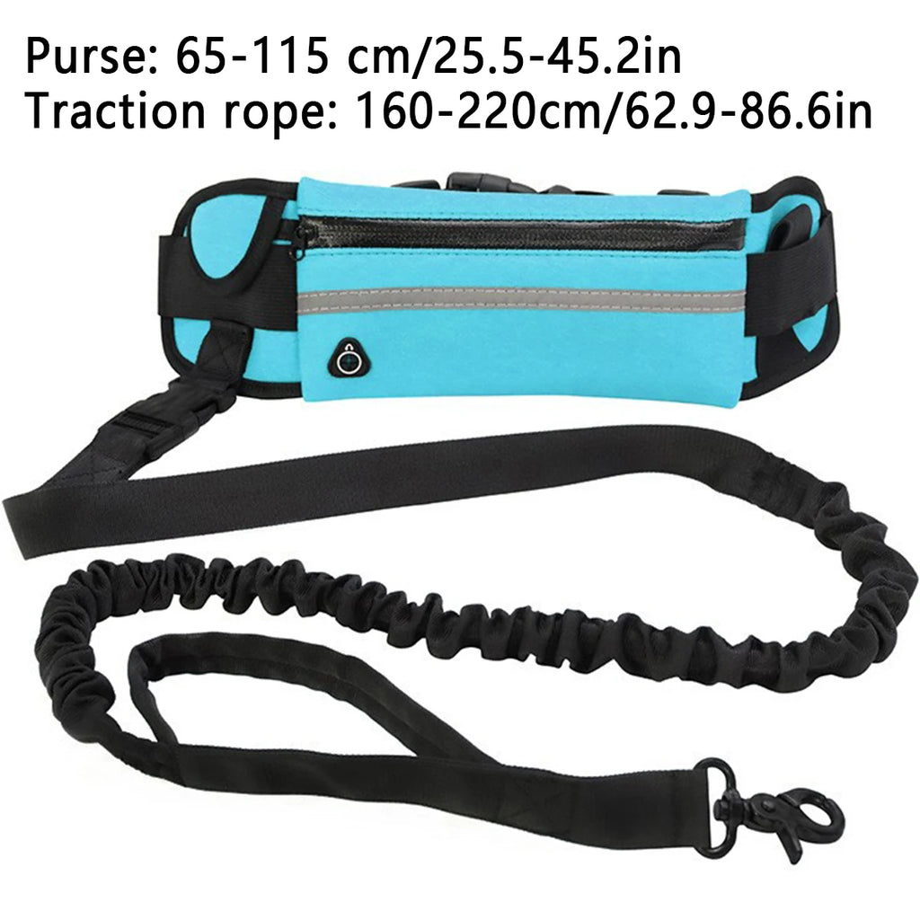 Hands-Free Reflective Dog Leash with Waist Belt & Pouch – Perfect for Running & Walking