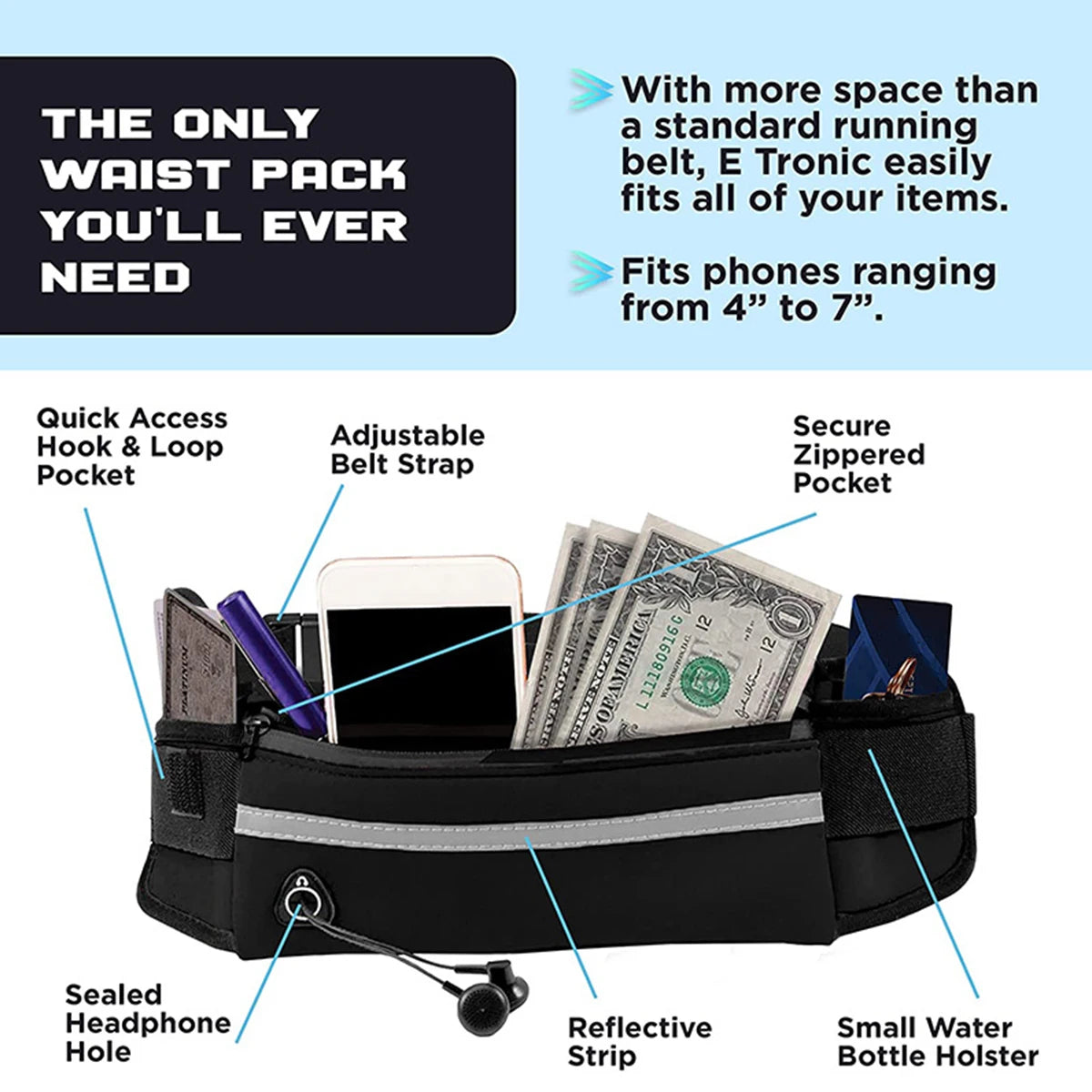 Hands-Free Reflective Dog Leash with Waist Belt & Pouch – Perfect for Running & Walking