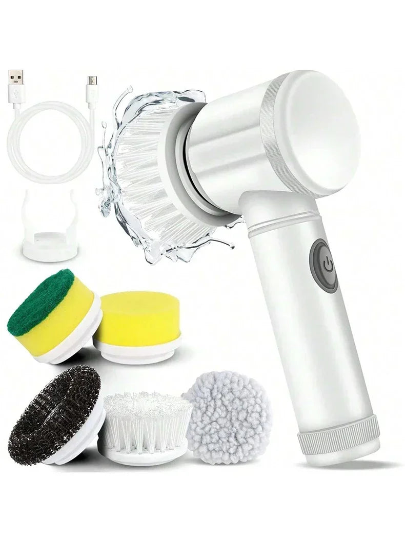 5-in-1 Electric Spin Scrubber Brush for Bathroom Tile Bathtub Sink, Power Scrubber with 5 Replaceable Brush Heads