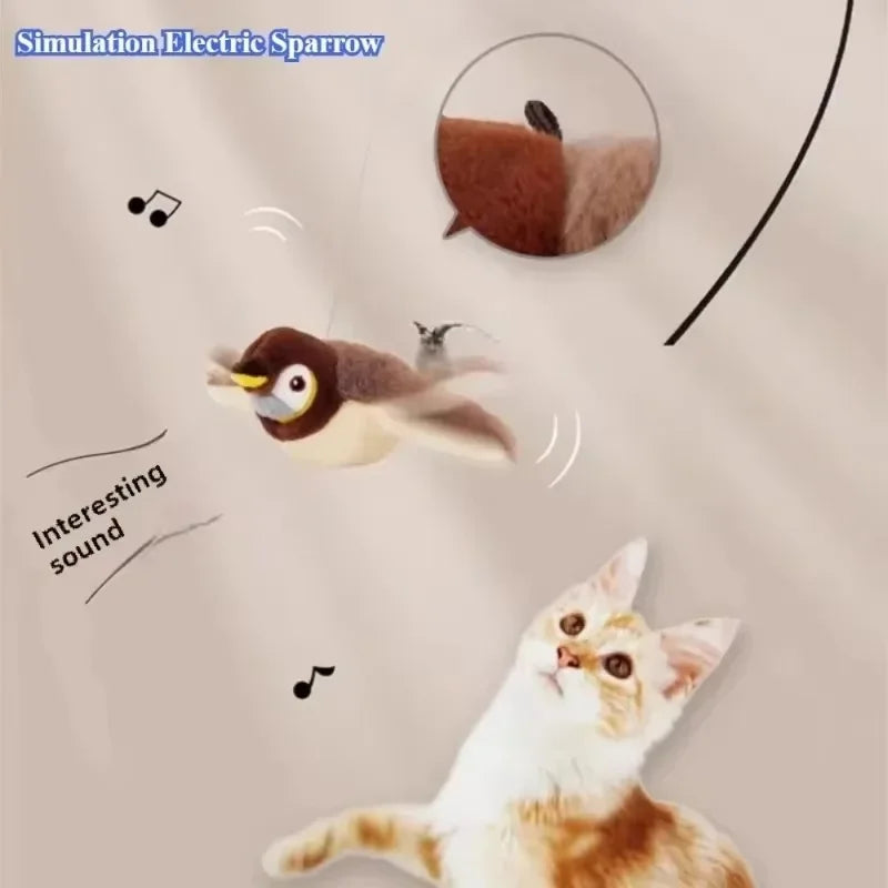 Hot Cat Interactive Toys Catnip Electric Pat Bird (with Catnip) Dog Cats Touch-Activated Squeaky Plush Toy Pet USB Rechargeable