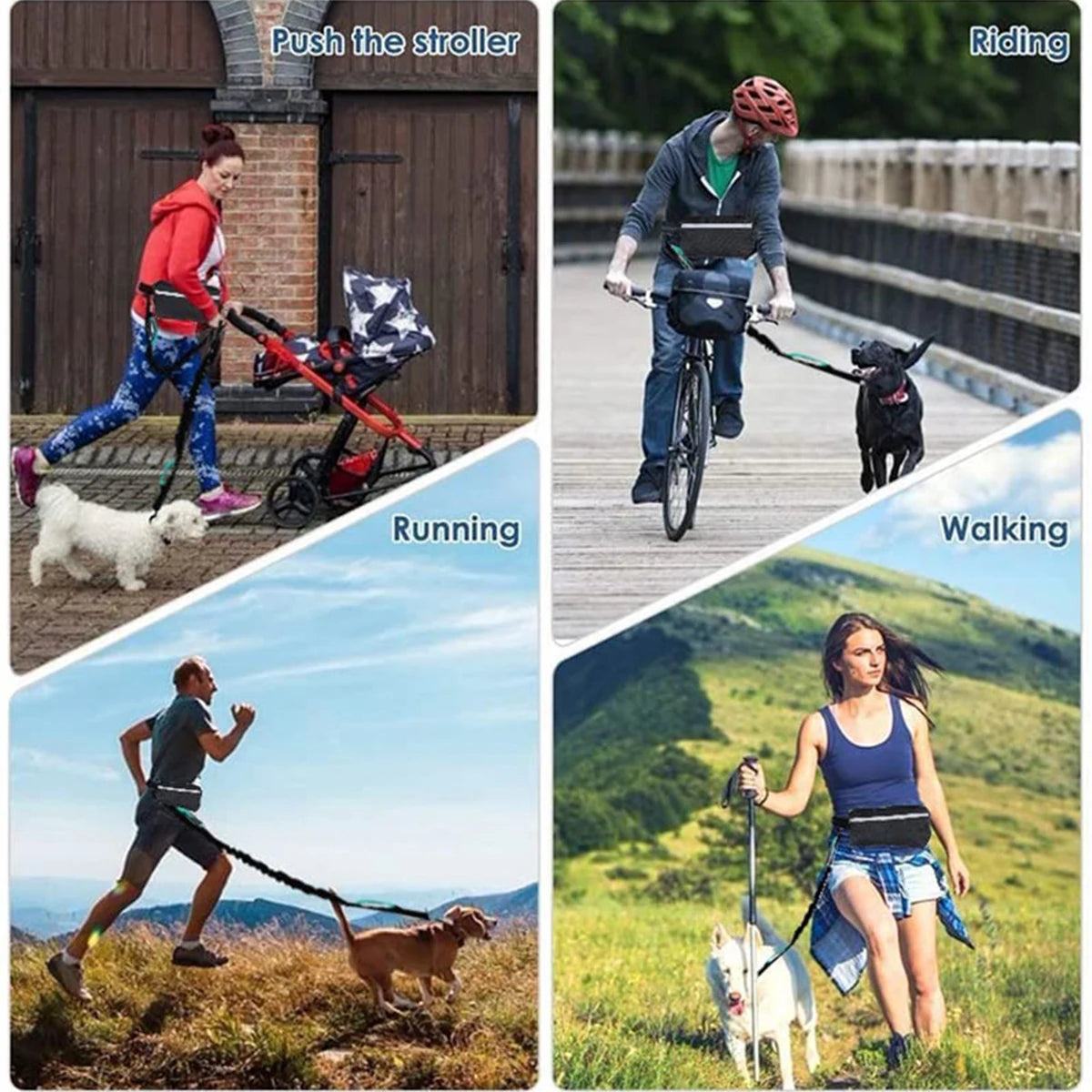Hands-Free Reflective Dog Leash with Waist Belt & Pouch – Perfect for Running & Walking