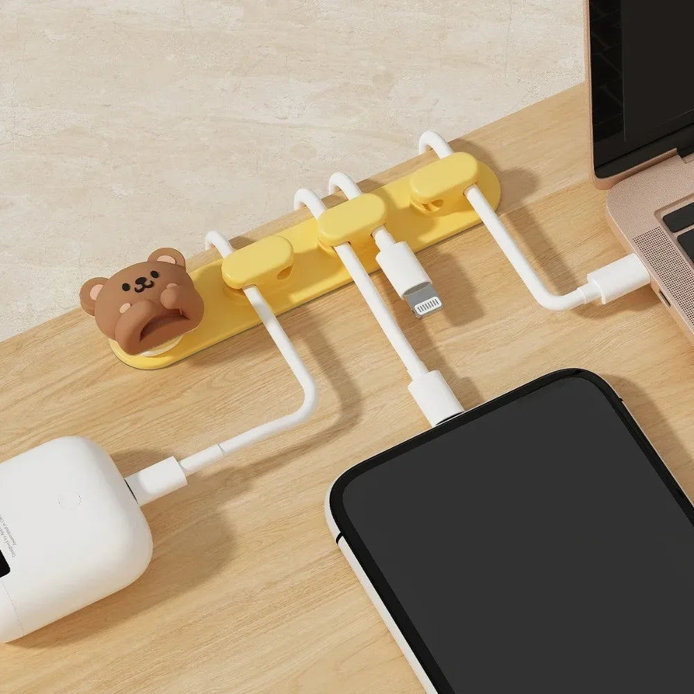 Desktop Cable Organizer Holder Winder Clips Desk Self-Adhesive Mobile Phone Data Cable Management Wire Cord Holder