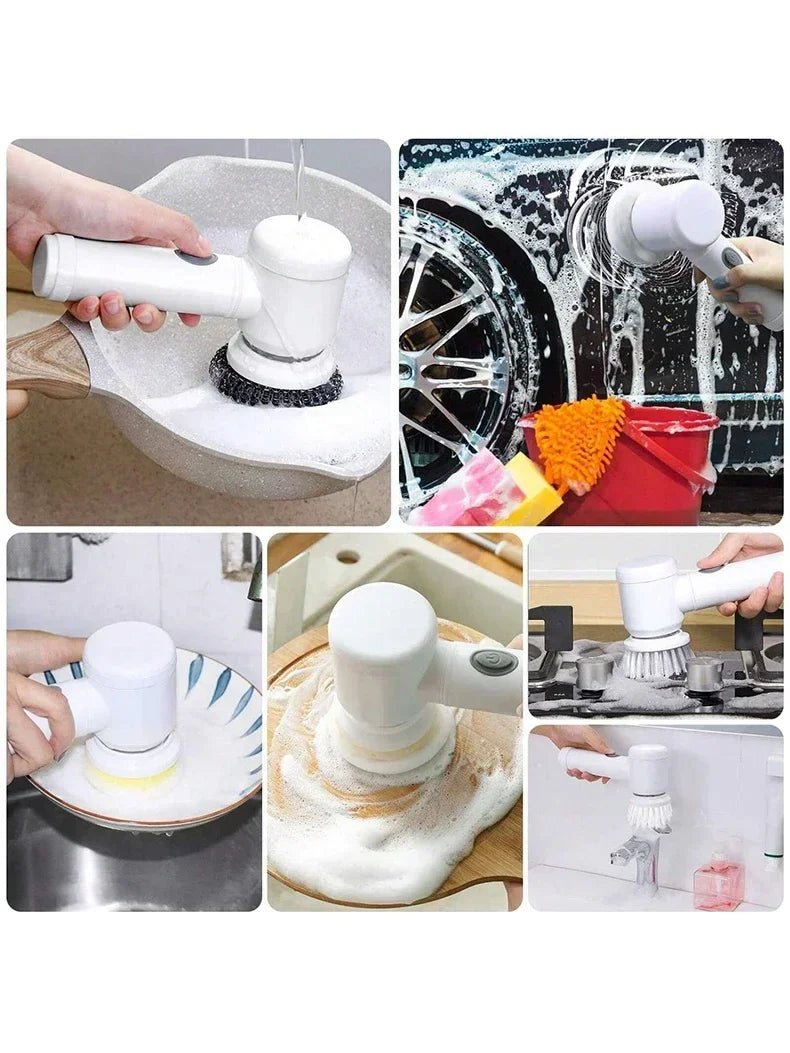 5-in-1 Electric Spin Scrubber Brush for Bathroom Tile Bathtub Sink, Power Scrubber with 5 Replaceable Brush Heads