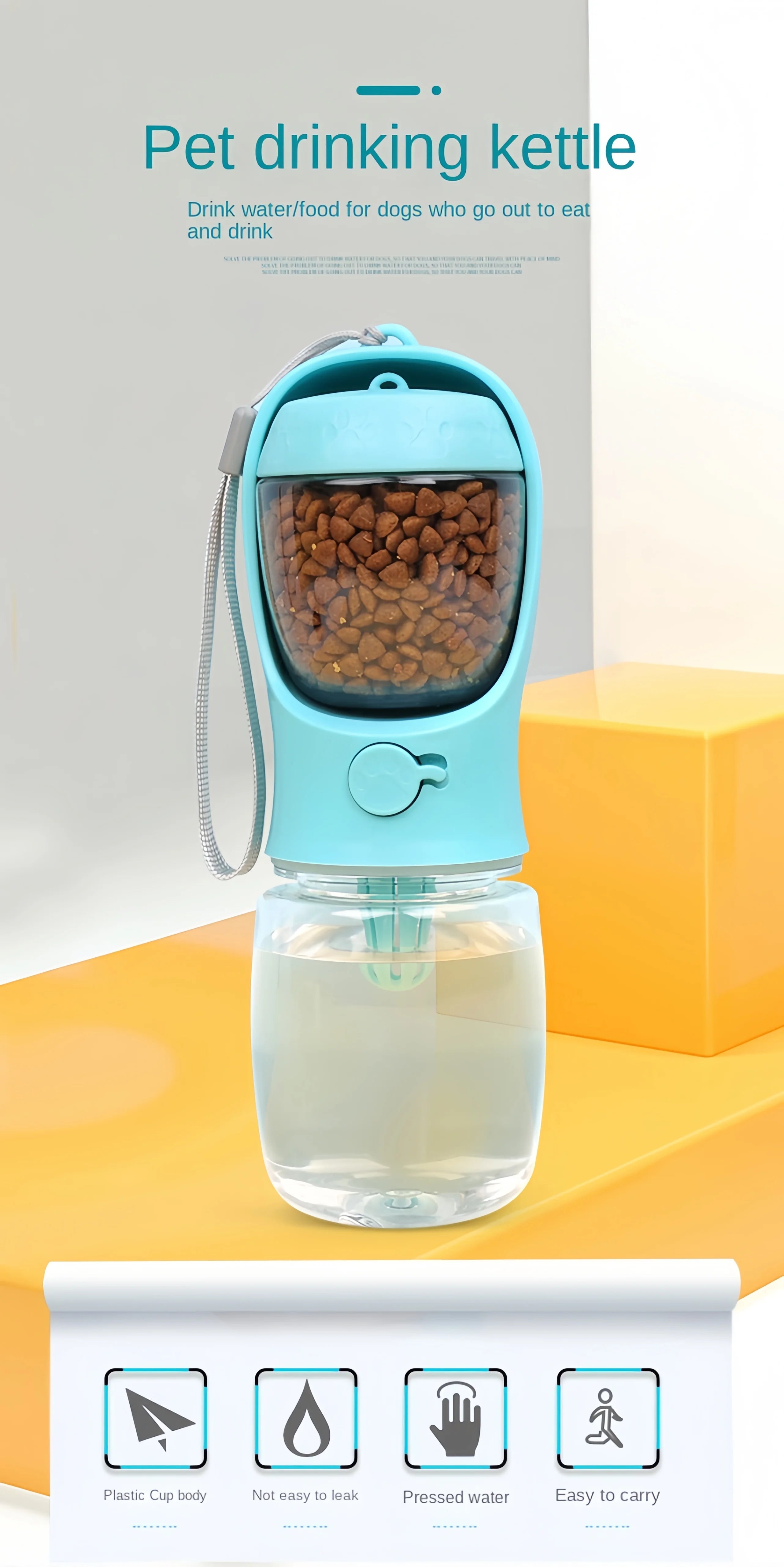 Pets Water Bottle Portable Food Grade Material Dog Cat Travel Pet Water Cup Bottle With Food Dispenser puppy water bottle
