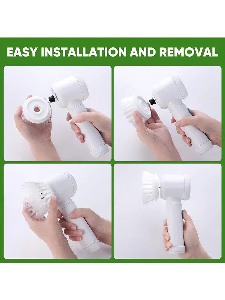 5-in-1 Electric Spin Scrubber Brush for Bathroom Tile Bathtub Sink, Power Scrubber with 5 Replaceable Brush Heads
