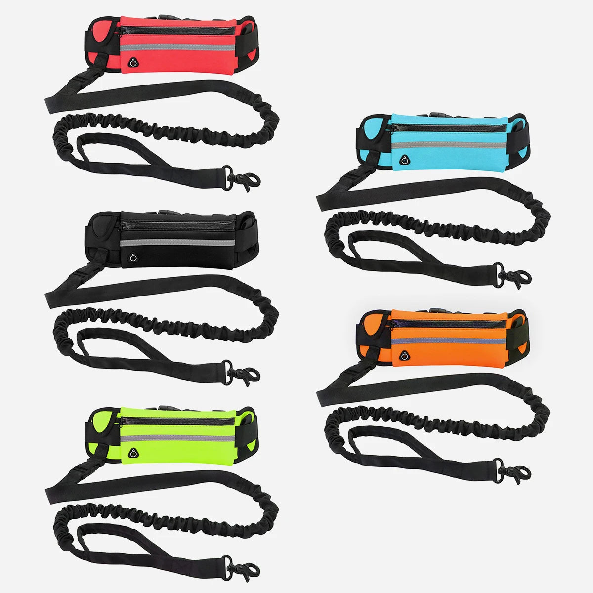 Hands-Free Reflective Dog Leash with Waist Belt & Pouch – Perfect for Running & Walking